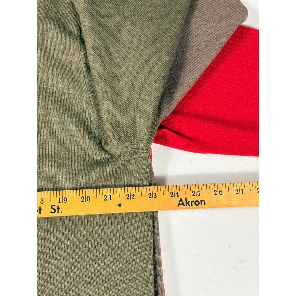 Turnbury Mens Sweater 1/4 Zip / V-Neck Green Red Brown Merino Wool L Lot 3 NICE